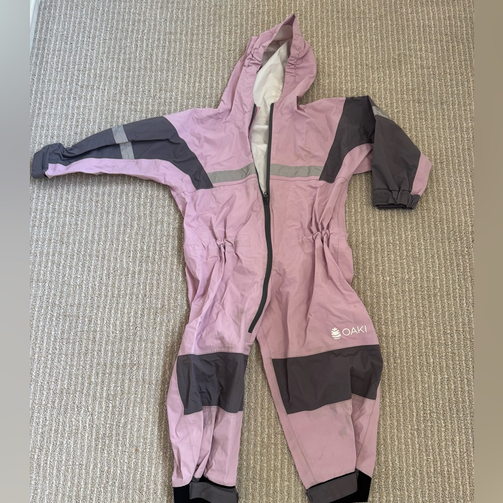 OAKI Kids Pink and Gray Rain Suit
